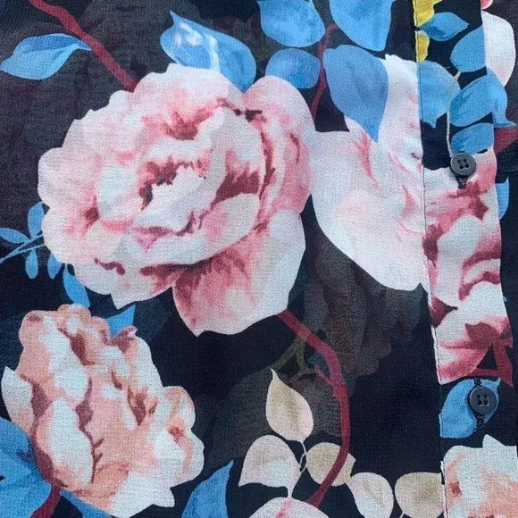 Guess Women Long Sleeve Mesh Multi Floral Flowers Summer Shot Size 8. - Picture 3 of 7